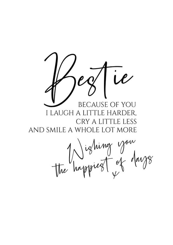 Heartfelt Birthday Card - Bestie - Poem created by Gift Delivery