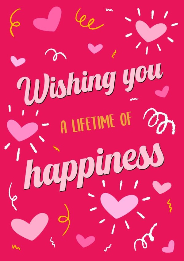 Lifetime of Happiness - Wedding Day Card - Fun heart themed card created by The Girl Next Draw Cards