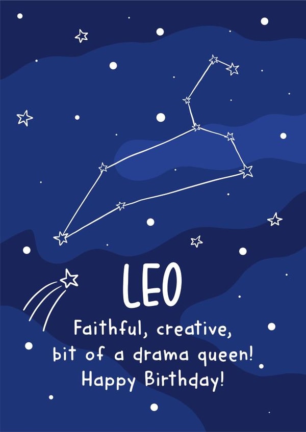 Leo Astrology Star Sign Card created by TeePee Creations