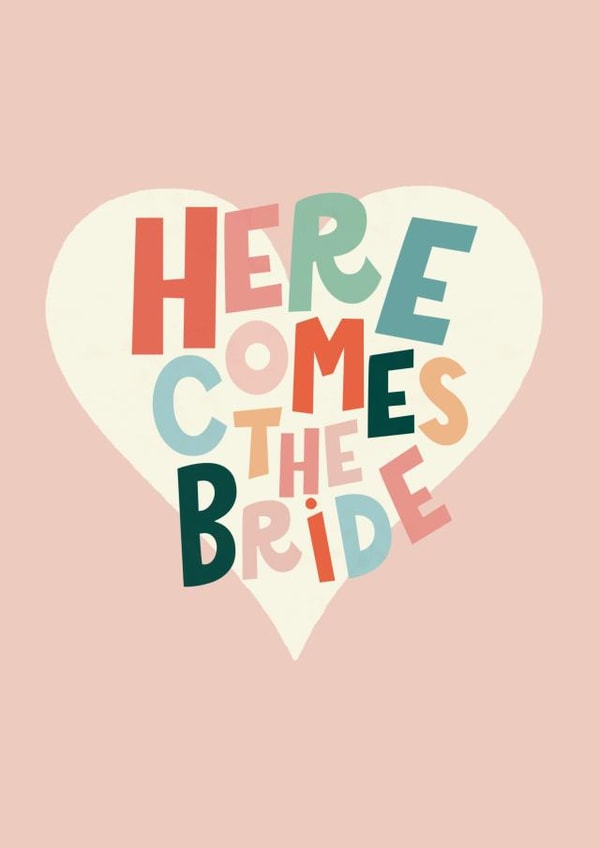 Here comes the bride engagement card created by Kate Fox