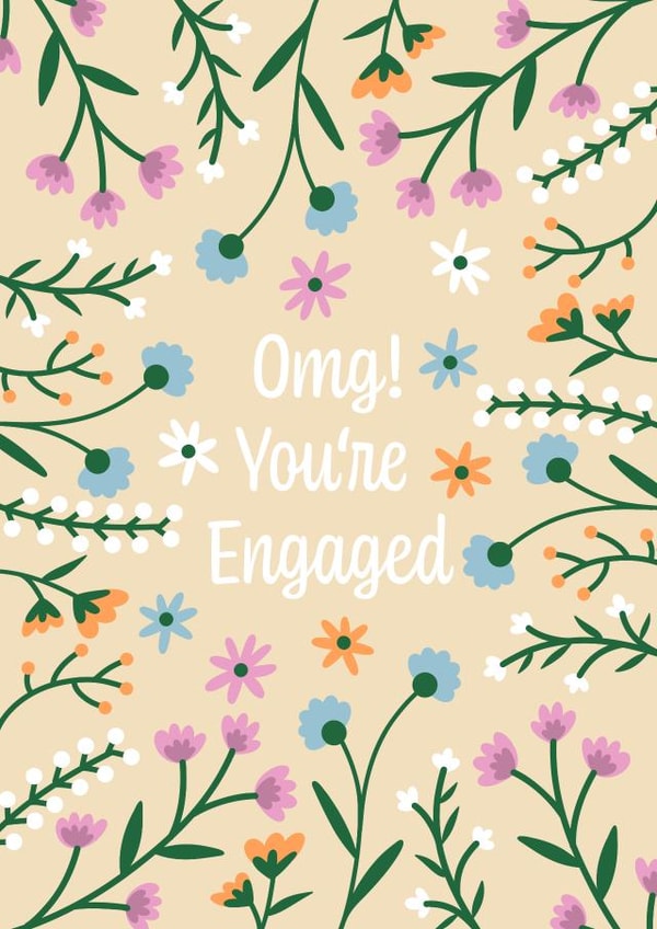 Pretty floral engagement card - Botonical congratulations card created by Kamiya Chirodian