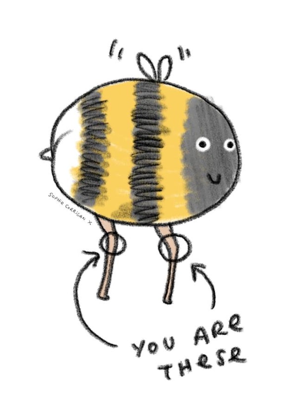Cute Bee Pun Thank You Card - Bees Knees - You Are These created by Sophie Corrigan