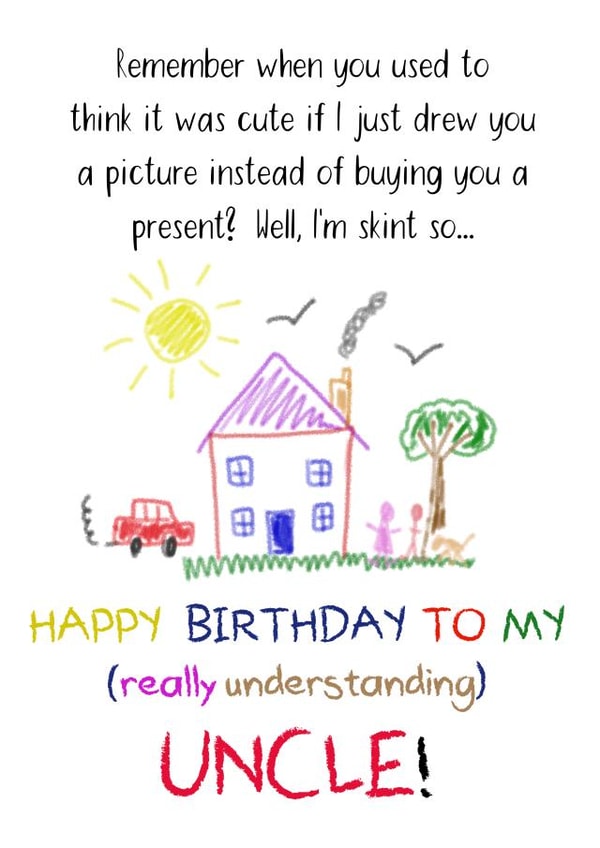 Cute birthday card for an understanding uncle created by Shore Designs