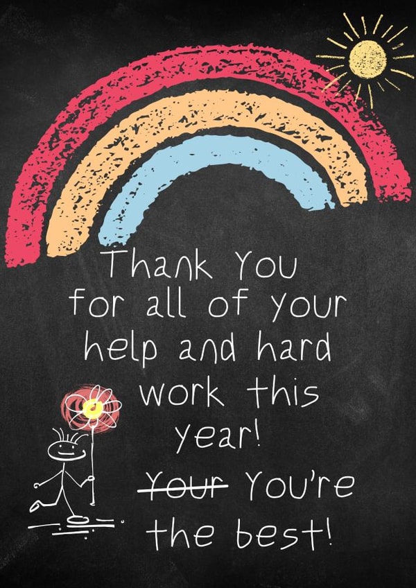 Chalkboard Teacher / TA Thank You card created by Hare and Bear Design