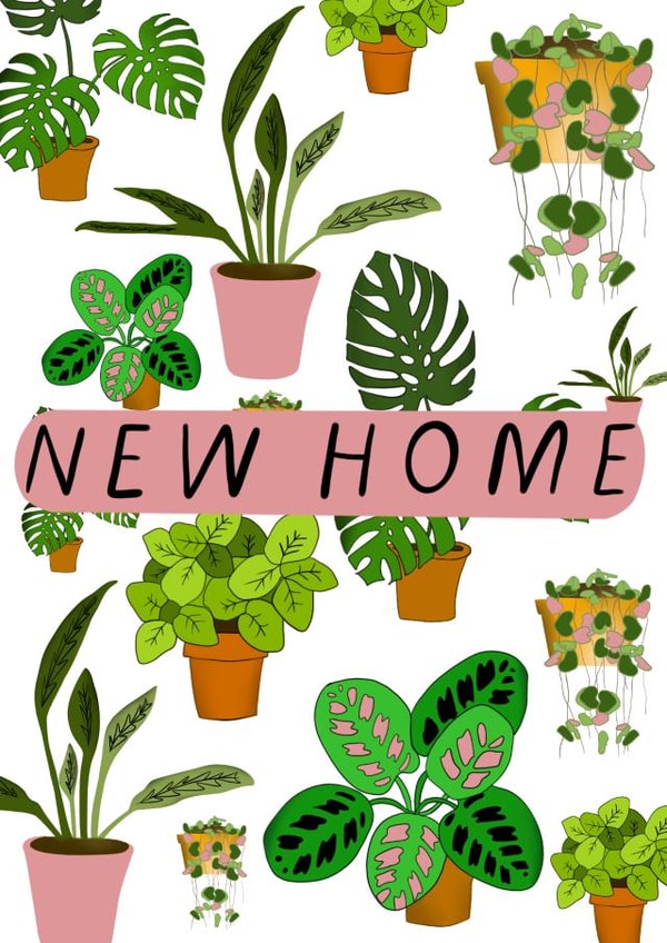 Pretty House Plant New Home Card - Plants - New Home created by Northern Notes