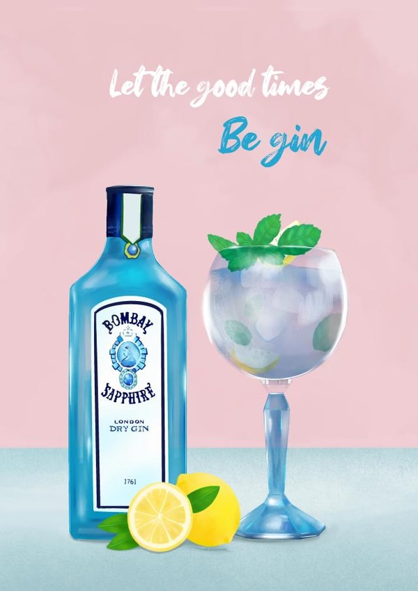 Gin-tonic birthday card created by Petra Lizde