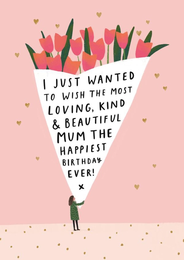 Pretty Pink Bouquet of Flowers Birthday Card - For Mum - Loving, Kind & Beautiful created by Helen Mackay