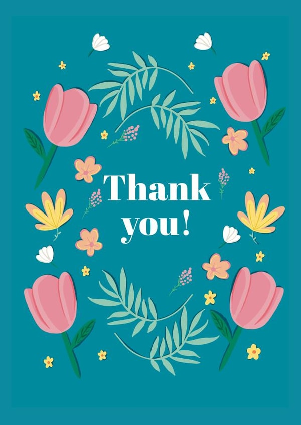 Big floral thank you card created by Emma TK Design