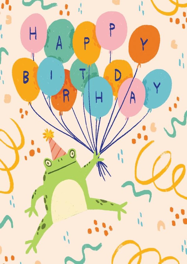 Cute Frog Happy Birthday Card created by Joyous Designs UK