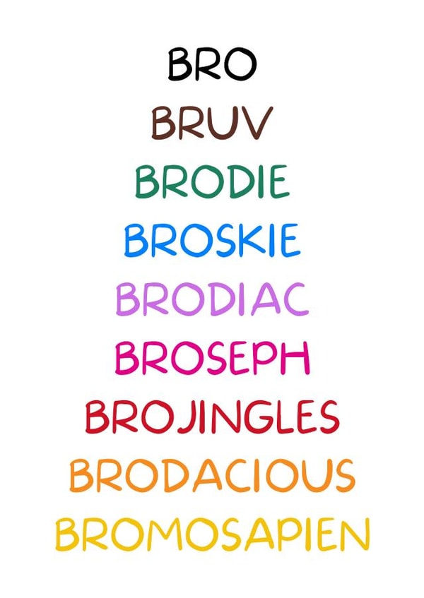 Birthday Bro nicknames card created by I Made A Funny!