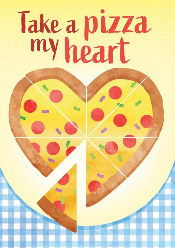 Funny pizza love heart card for a sweetheart created by essjay