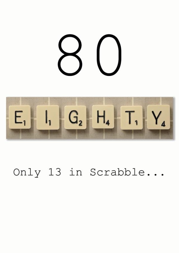 80th Scrabble birthday card created by Namephrame