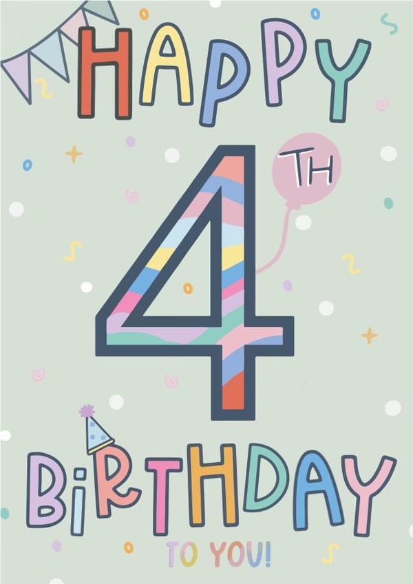 Happy 4th Birthday! Four Today - Fourth Birthday Card created by Scribble + Print Co