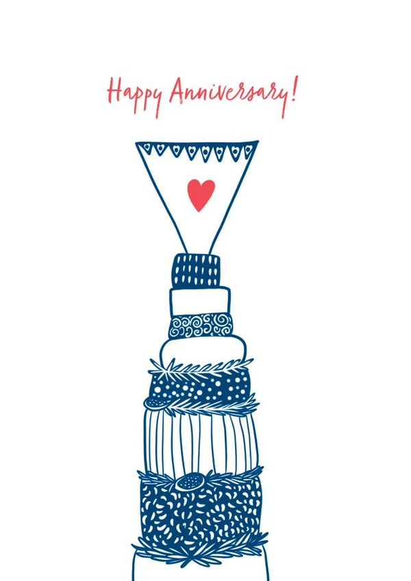 beautiful wedding cake, anniversary card created by Inky Acorn Designs