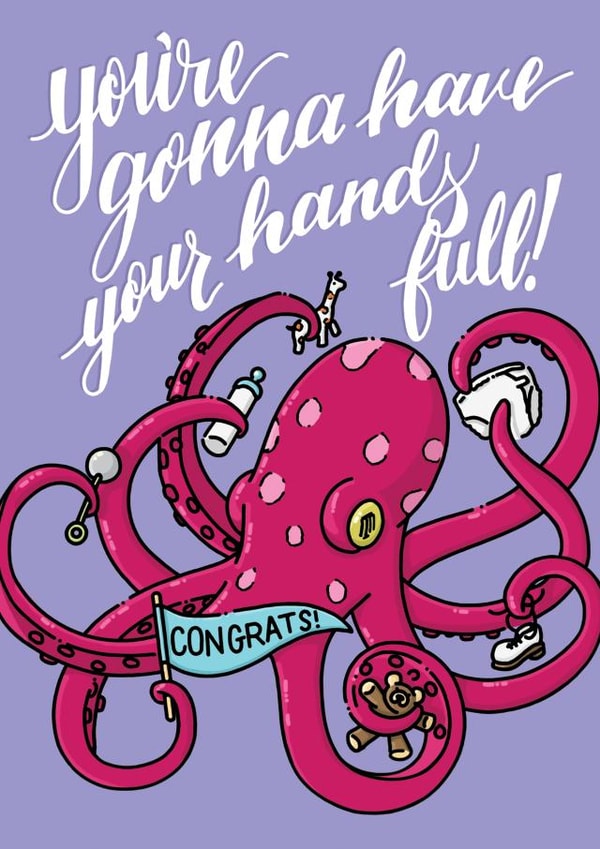 Hands and Tentacles Full, New Baby Card created by PaperFreckles