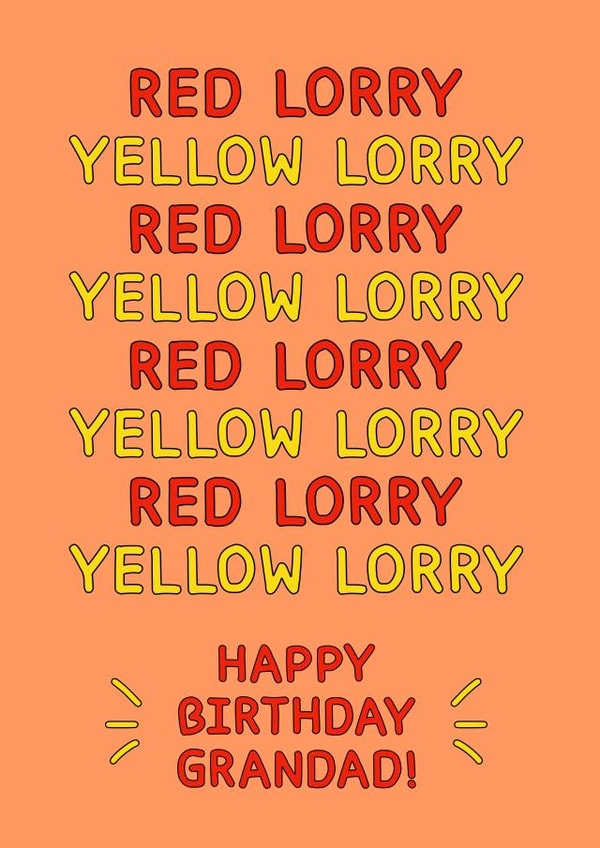 Red Lorry Yellow Lorry Grandad Birthday Card created by Card and Cake