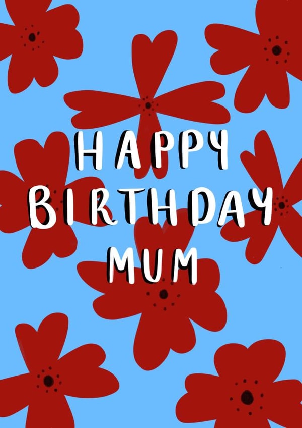 Pretty Birthday Card - For Mum - Poppies created by EJF Illustration