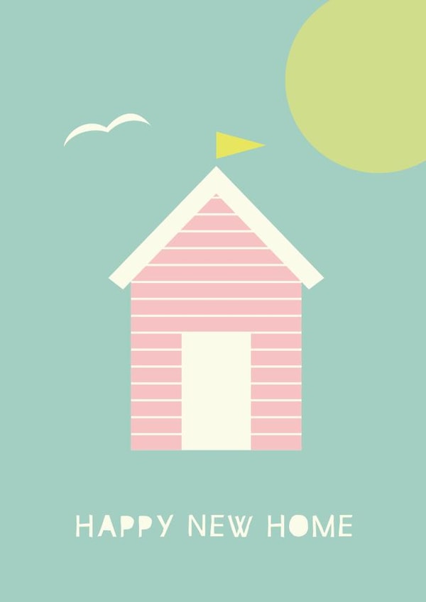 Pretty Seaside New Home Card - Beach Hut - Happy New Home created by Cloud Cuckoo Design