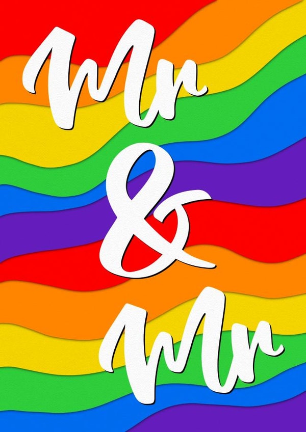 Mr and Mr - wedding engagement lgbt+ card created by The Girl Next Draw Cards