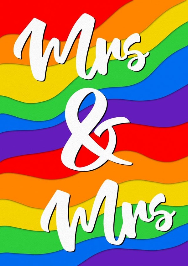 Mrs and mrs wedding - engagement lgbt+ card created by The Girl Next Draw Cards