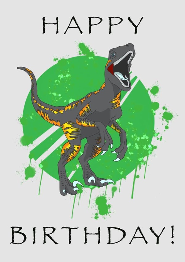Dinosaur Raptor Happy Birthday Card created by OtterNorth