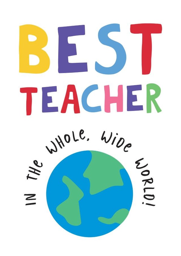 Best Teacher in the World, thank you card created by Hello Fridays Studio