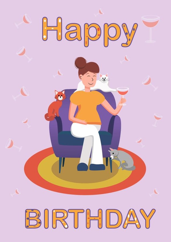 Cat Lover Birthday Card created by ANNA Zakharova
