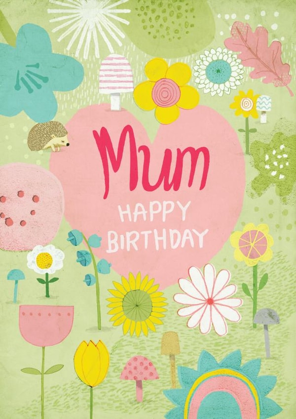 Mum floral birthday heart design created by Pencilface