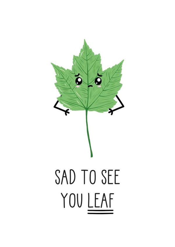 Funny Leaving Card, Sad Leaf created by Just Joy Designs