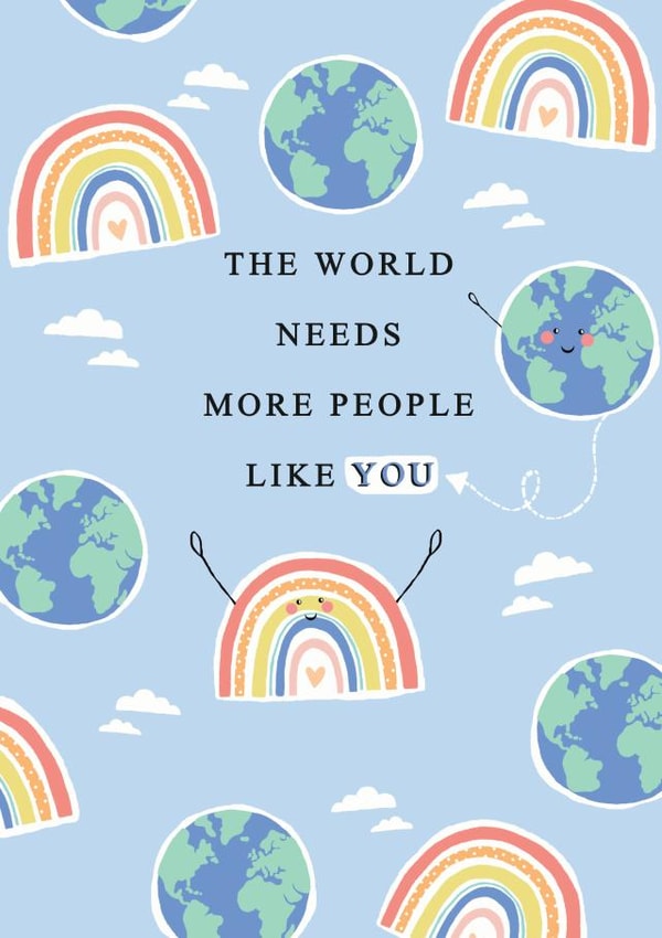 Cute Rainbow Thank You Card / Just Because Card / Friendship Card - The World Needs More People Like You created by Leebee Designs