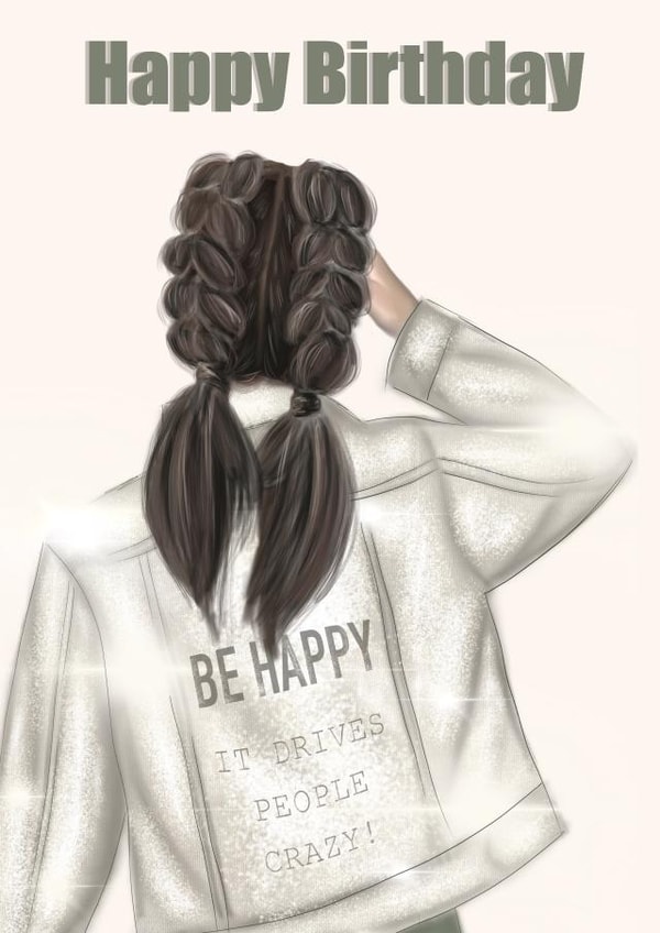 Be Happy Trendy girl Birthday Card created by EL ILLUSTRATES