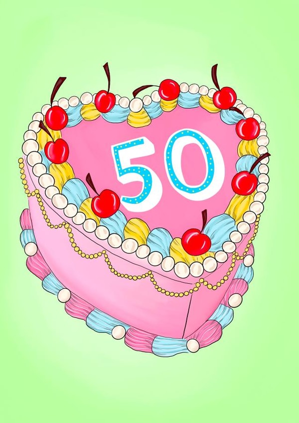 50th Retro Birthday Cake created by Poppy & Mabel 