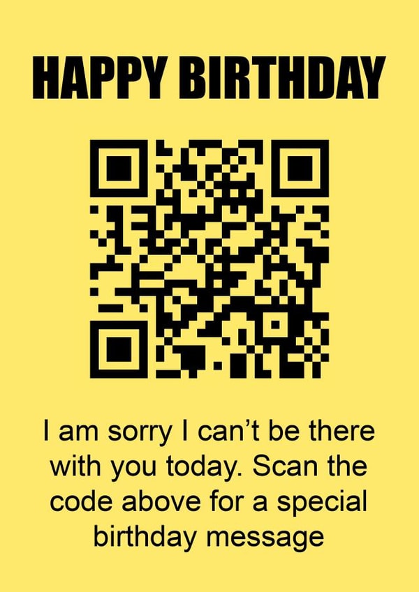 QR code prank Birthday Card created by Arr Cards