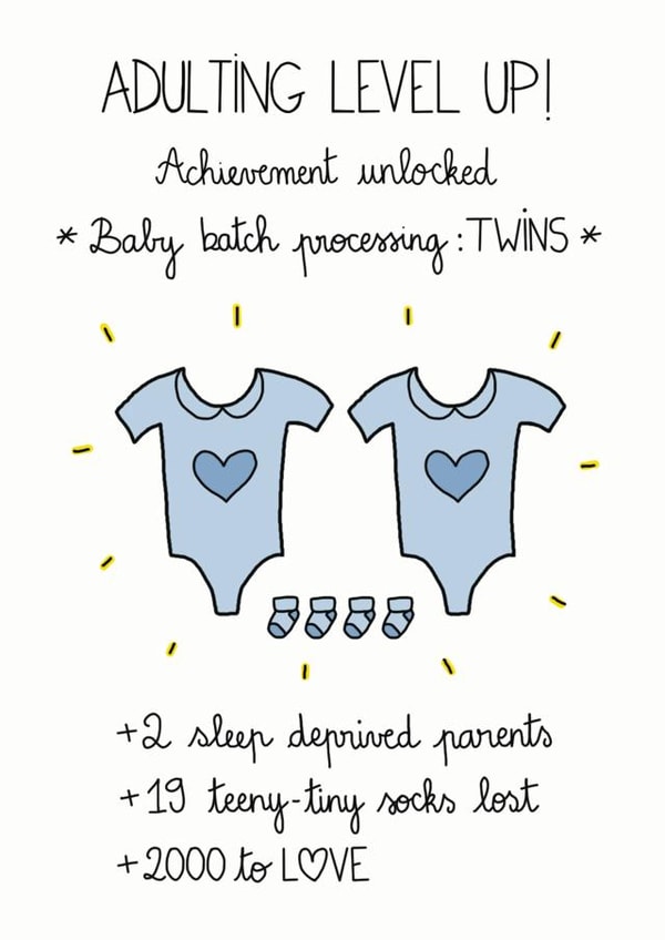 New Baby Twin Boys Congratulations Card created by FROGGIE & ROSBIF