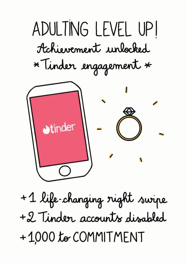 Tinder Engagement Card - Adulting level up created by FROGGIE & ROSBIF
