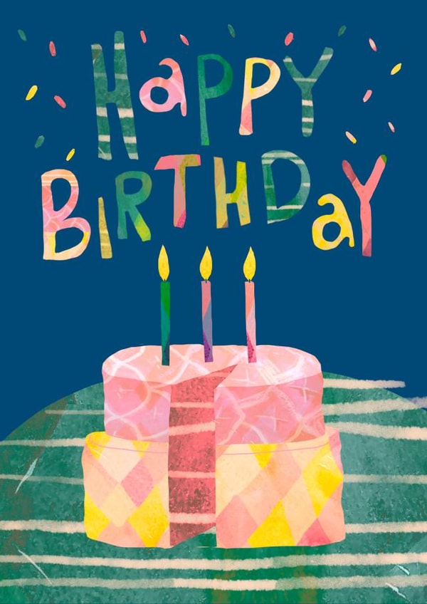 Colourful abstract birthday cake card created by Kamilya Panina