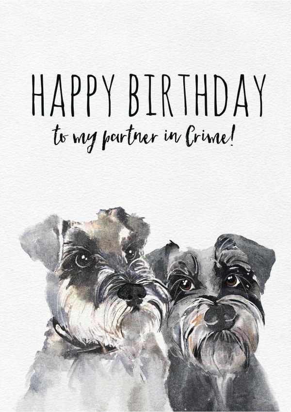 Schnauzer in Crime Birthday card created by Jo Scott Art