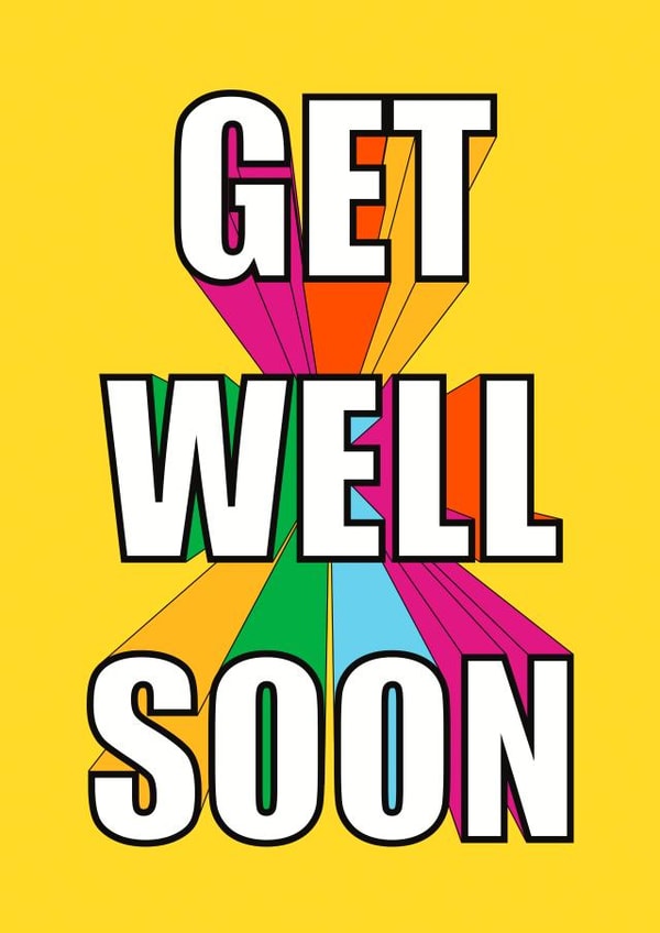 Get Well Soon Modern Rainbow Typography created by Embers and Ink