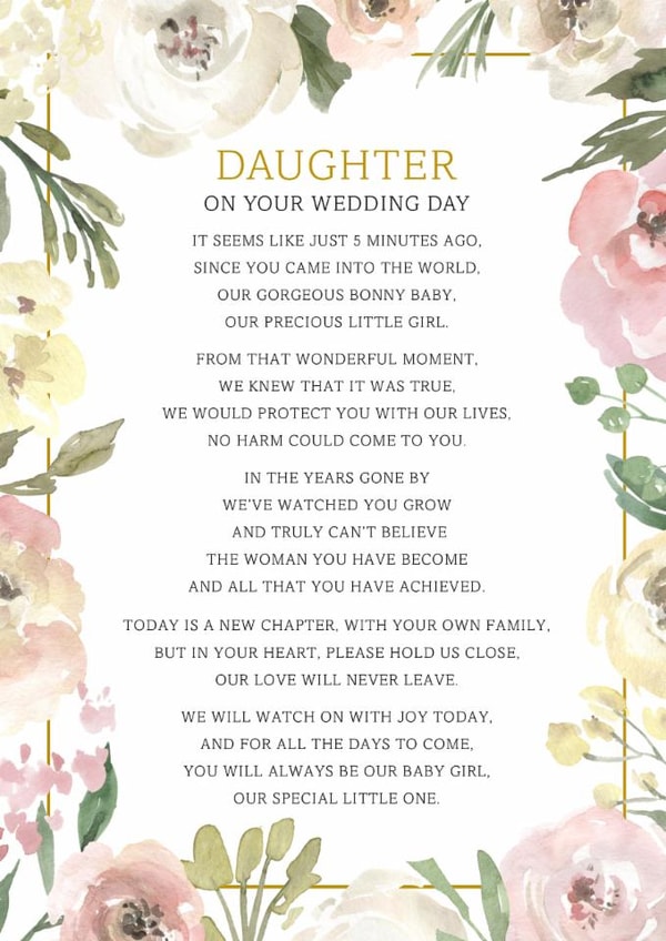 Daughter On Your Wedding Day Card created by PMPrinted