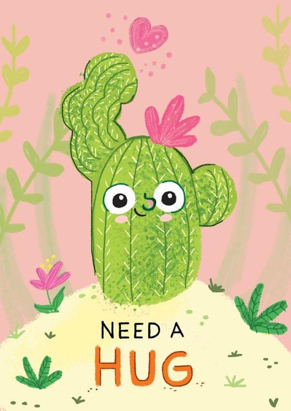 Need A Hug, Cactus Card created by Corcutt Collective