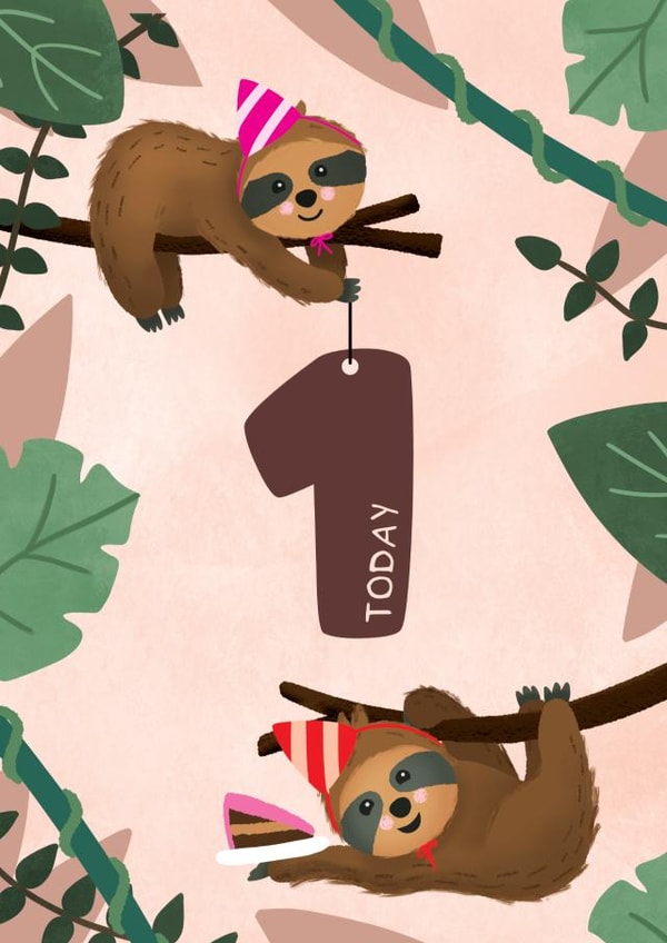 Cute Sloth First Birthday Card created by Bev O'Connor || @oconnordesign