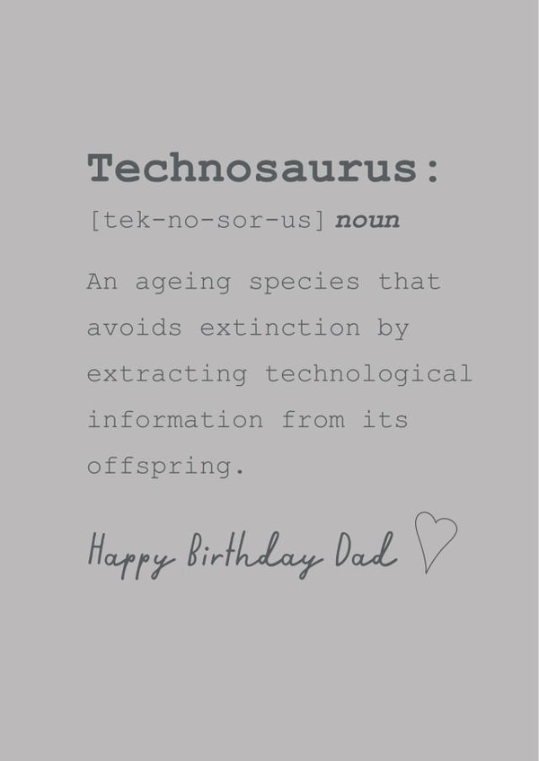 Technosaurus Dad birthday card created by Urban Collie