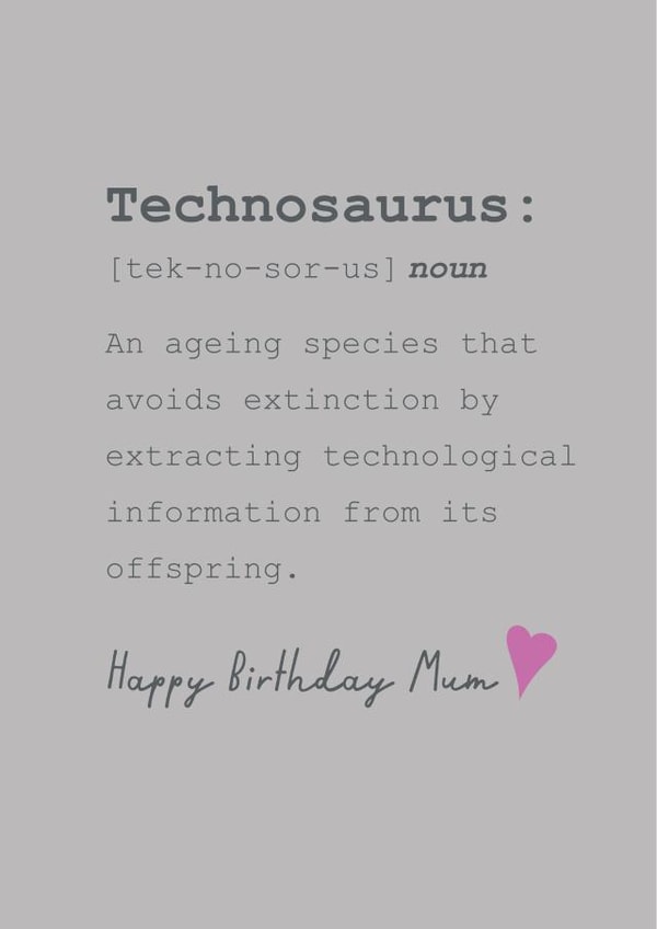 Technosaurus mum birthday card created by Urban Collie