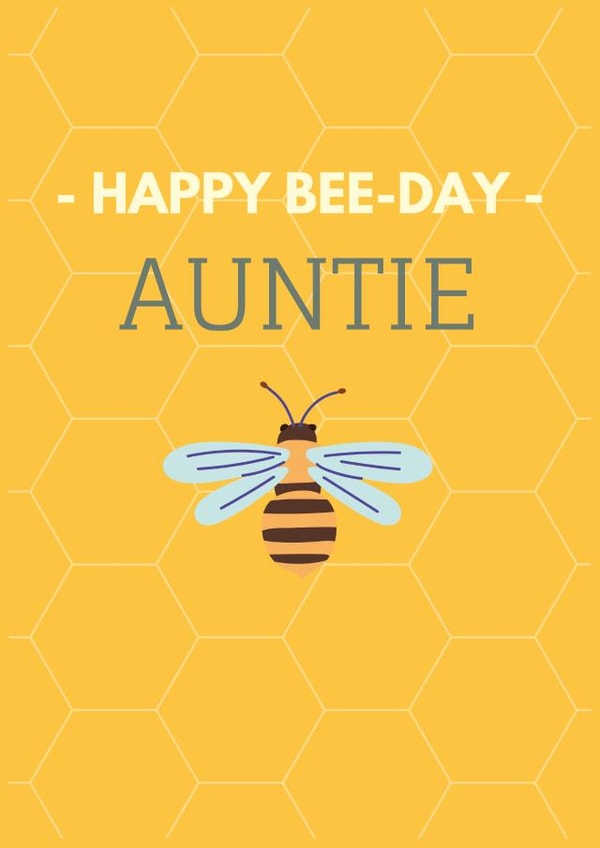 Happy Bumblebee Birthday Card for Auntie created by ERC Design
