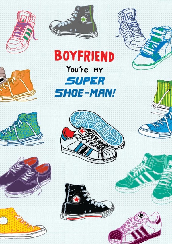 Retro Birthday Card - For Boyfriend - Super Shoe-Man created by Pencilface