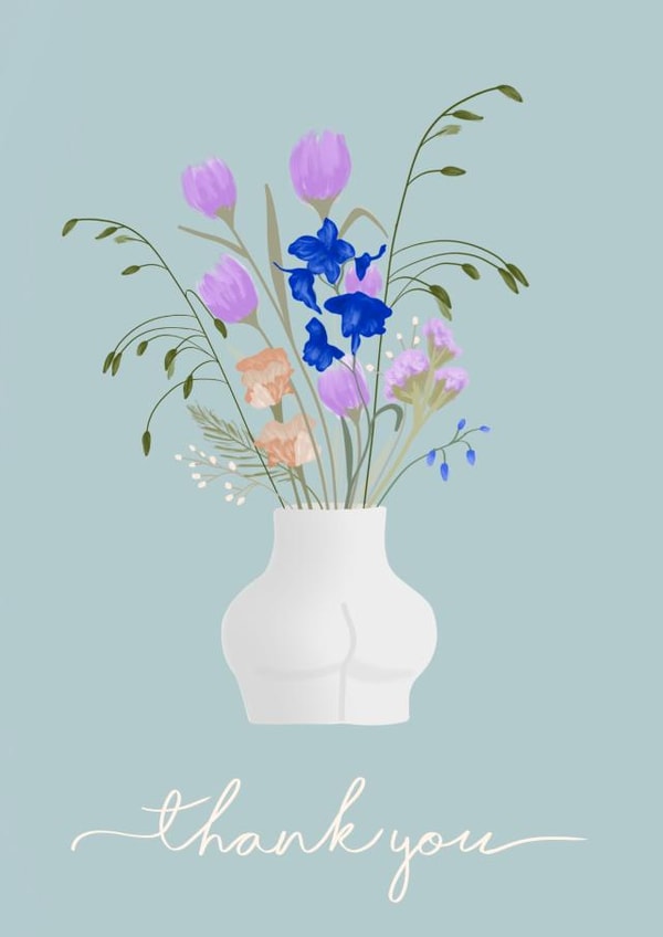 Cute Floral Thank You Ceramic Bum Vase Card created by Sarah Stephenson