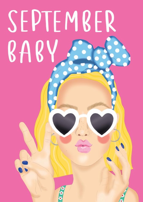 September Baby Illustrated Girl Birthday Card 1001 created by Amy Florence Design