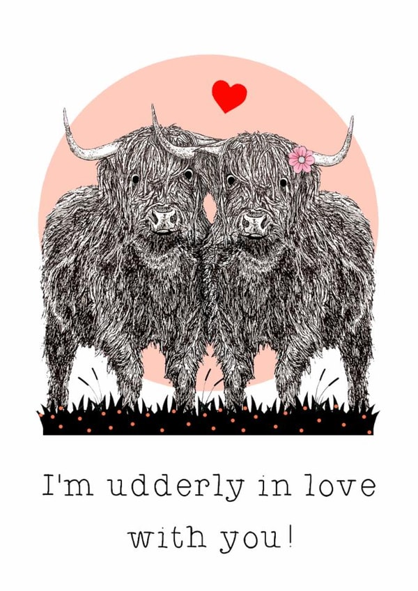 Cute Highland Cows- Pun- Card created by Beth Higgins Art