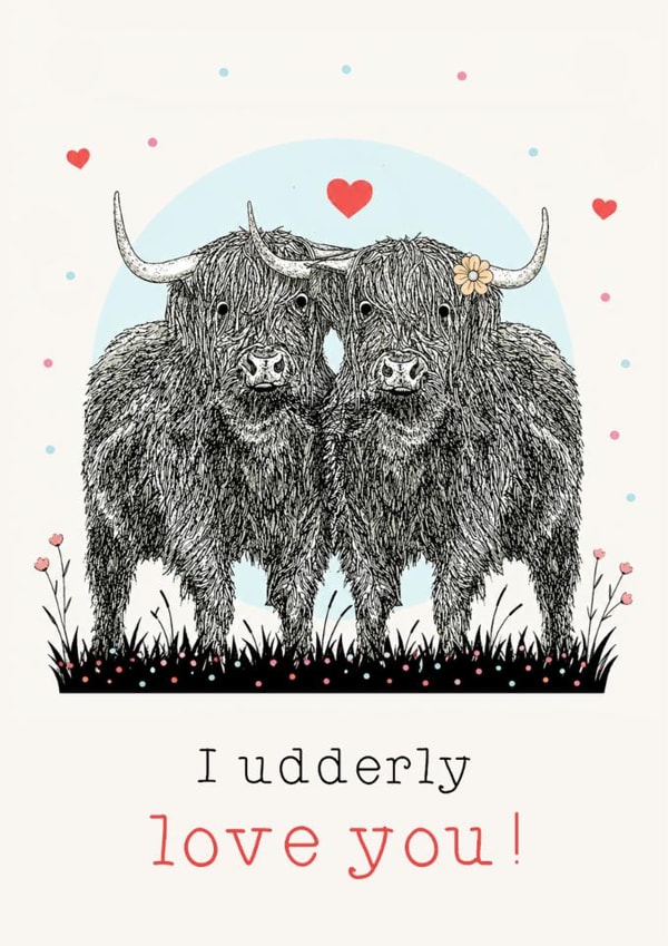 Cute Highland Cows- Pun- Card created by Beth Higgins Art