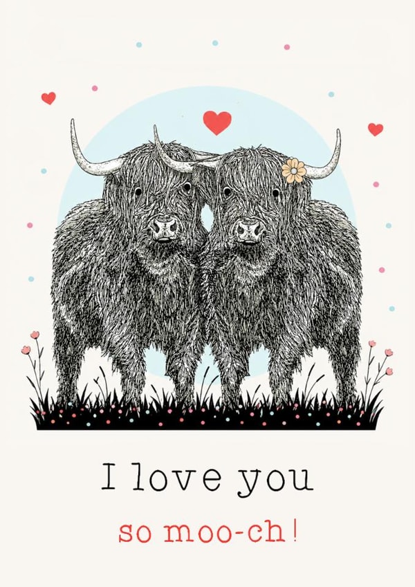 Cute Highland Cows- Pun- Card created by Beth Higgins Art